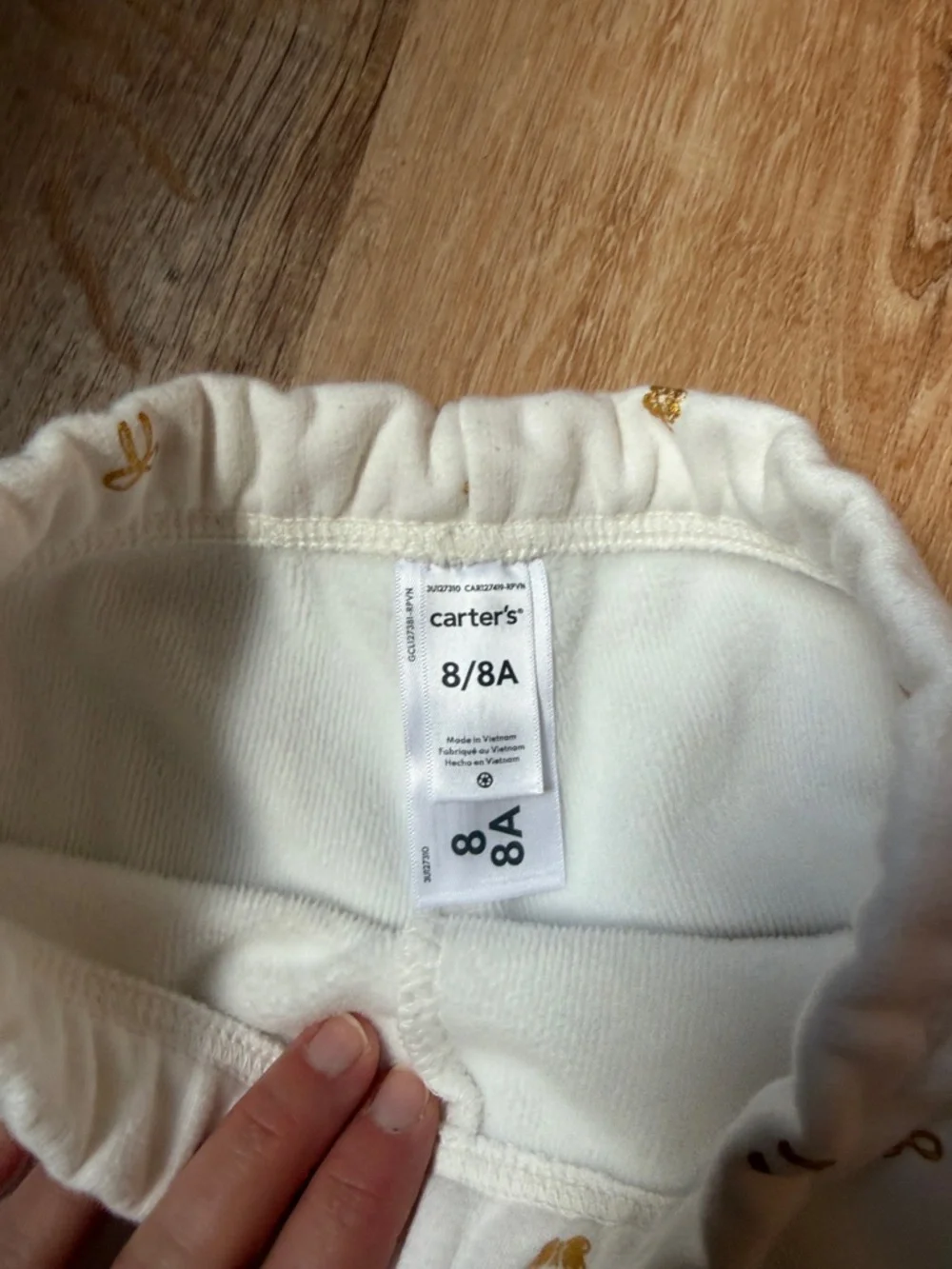 Carter's Cream Girls' cozy lined Leggings with Gold Accent Motifs